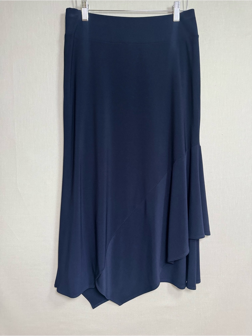 Picadilly Canada Navy Asymmetrical Drape Maxi Skirt S NWT